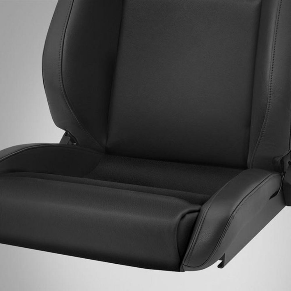 Recaro Cross Sportster CS -DRIVER SIDE, Vinyl Black Bolster, Suede Black Insert, Silver Logo (Recaro) part no. 414.100.3216