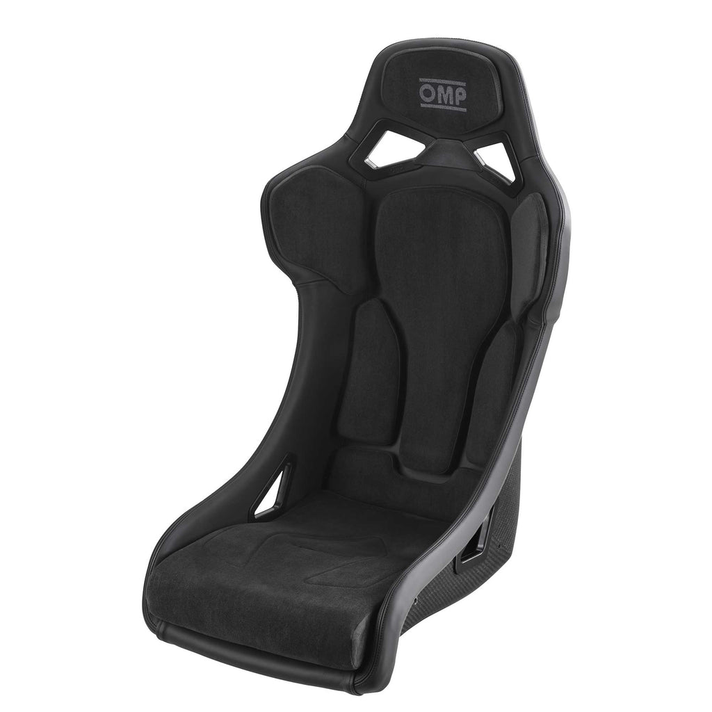 OMP RT Carbon Fiber Seat FIA 8855-1999 leather upholstering w/ suede fabric padding (OMP)part no: HA0-0831-A02