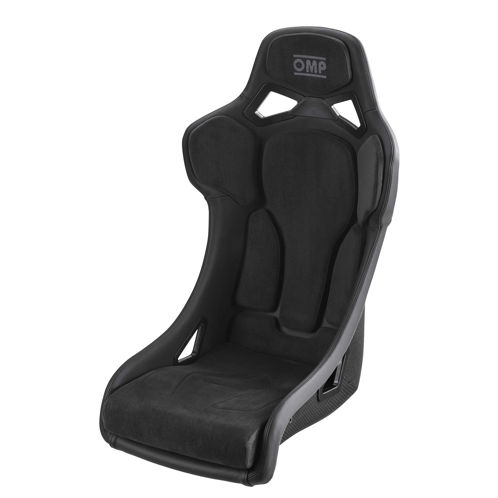 OMP RT Carbon Fiber Seat FIA 8855-1999 leather upholstering w/ suede fabric padding (OMP)part no: HA0-0831-A02